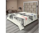 Abakuhaus Lenzuolo Torre Eiffel, Parigi Silhouette Classica Illustrazione Paesaggistica, Morbido E Confortevole Lenzuolo Superiore Per Un Letto Decorativo 1 Pezzo 244 Cm X 205 Cm, Nero Crema