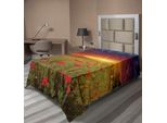 Abakuhaus Lenzuolo Con Fiori, Prato Con Erba E Papaveri, Cielo Scuro E Drammatico Sullo Sfondo, Lenzuolo Morbido E Confortevole Per Un Letto Decorativo, 1 Pezzo, 190 Cm X 100 Cm, Blu Cadetto, Rosso Scarlatto, Verde
