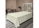 Abakuhaus Lenzuolo Con Fiori, Motivo Floreale Botanico, Allegro E Solare, Illustrazione Decorativa Semplice, Lenzuolo Morbido E Confortevole Per Un Letto Decorativo, 1 Pezzo, 260 Cm X 168 Cm, Verde Chiaro E Bianco.