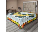 Abakuhaus Lenzuolo Con Farfalle, Farfalle Monarca, Vetrate Colorate, Ali, Illustrazione Di Giardino Primaverile, Lenzuolo Morbido E Confortevole Per Un Letto Decorativo, 1 Pezzo, 260 Cm X 228 Cm, Multicolore