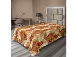 Abakuhaus Lenzuolo Asiatico, Tradizionale Motivo Paisley Asiatico Nell'arte Culturale Religiosa, Morbido E Confortevole Lenzuolo Superiore Per Un Letto Decorativo 1 Pezzo 260 Cm X 168 Cm, Arancione, Giallo E Rosso