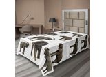 Abakuhaus Lenzuolo Con Elefante, Gruppo Di Elefanti Con Zanne E Orecchie Grandi, Vita Selvaggia Nella Giungla, Lenzuolo Morbido E Confortevole Per Un Letto Decorativo, 1 Pezzo, 190 Cm X 100 Cm, Bianco Seppia