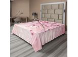 Abakuhaus Lenzuolo Naturale, Illustrazione Di Rami Primaverili Con Fiori E Raggi Di Sole Su Sfondo Sfocato, Lenzuolo Morbido E Confortevole Per Un Letto Decorativo 1 Pezzo 244 Cm X 205 Cm, Rosa Fucsia