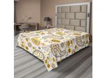 Abakuhaus Lenzuolo Con Motivo A Girasoli, Motivo Floreale Etnico Tribale Con Girasoli E Paisley Vintage Boho, Lenzuolo Morbido E Confortevole Per Un Letto Decorativo 1 Pezzo 266 Cm X 260 Cm, Arancione Giallo Bianco