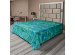 Abakuhaus Lenzuolo Teal, Design Astratto A Mosaico Con Triangoli Irregolari E Motivi Artistici Moderni, Lenzuolo Morbido E Confortevole Per Un Letto Decorativo, 1 Pezzo, 275 Cm X 260 Cm, Verde