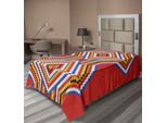 Abakuhaus Lenzuolo Tribale, Motivo Tradizionale Azteco Americano A Mosaico, Immagine Simbolica Etnica, Lenzuolo Morbido E Confortevole Per Un Letto Decorativo, 1 Pezzo, 260 Cm X 168 Cm, Multicolore