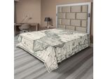 Abakuhaus Lenzuolo Con Mappa Del Mondo, Mappa Antica Dell'america Nel 1600, Nel Medioevo, In Stile Retrò, Lenzuolo Morbido E Confortevole Per Un Letto Decorativo, 1 Pezzo, 275 Cm X 260 Cm, Multicolore