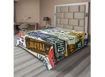 Abakuhaus Lenzuolo Vintage, Targa Automobilistica Retrò Personalizzata, Stampa Artistica Creativa, Lenzuolo Morbido E Confortevole Per Un Letto Decorativo, 1 Pezzo, 260 Cm X 228 Cm, Verde, Blu, Giallo