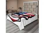 Abakuhaus Lenzuolo Con Teschi, Teschi Antichi Horror Usa Indigeni Morti Dello Stato Stampa Artistica Di Cattivo Gusto, Lenzuolo Morbido E Confortevole Per Un Letto Decorativo 1 Pezzo 244 Cm X 205 Cm, Bianco Blu Rosso