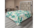 Abakuhaus Lenzuolo Con Fiori, Motivo Floreale Con Rose, Stampa In Stile Acquerello Vintage, Colori Pastello, Lenzuolo Morbido E Confortevole Per Un Letto Decorativo, 1 Pezzo, 275 Cm X 260 Cm, Turchese, Beige, Verde