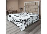 Abakuhaus Lenzuolo Con Uccelli, Gabbie Elaborate, Silhouette Di Alberi E Uccelli, Stampa Artistica Moderna, Lenzuolo Morbido E Confortevole Per Un Letto Decorativo, 1 Pezzo, 244 Cm X 205 Cm, Blu Nero