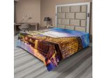 Abakuhaus Lenzuolo Europeo, Duomo Illuminato A Colonia, Ponte Antico E Tramonto Sul Reno, Stampa Culturale, Lenzuolo Superiore Morbido E Confortevole Per Un Letto Decorativo, 1 Pezzo, 244 Cm X 205 Cm, Multicolore
