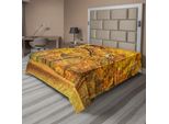 Abakuhaus Lenzuolo Da Letto Bosco, Foglie Gialle Cadute Sbiadite Rami Paesaggio Bosco Novembre Stagione Autunnale, Lenzuolo Superiore Morbido E Confortevole Per Un Letto Decorativo 1 Pezzo 275 Cm X 260 Cm, Arancione E Marrone