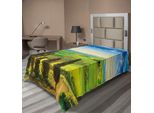 Abakuhaus Lenzuolo Naturale, Tramonto Rurale In Italia Con Alberi E Cielo Limpido, Lenzuolo Morbido E Confortevole Per Un Letto Decorativo, 1 Pezzo 260 Cm X 168 Cm, Blu Verde
