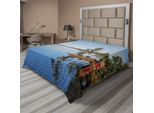 Abakuhaus Lenzuolo Paesaggistico, Foto Del Lago Acqua Tranquilla E Piccola Casa Di Campagna Tra Gli Alberi Pace, Lenzuolo Morbido E Confortevole Per Un Letto Decorativo 1 Pezzo 266 Cm X 260 Cm, Multicolore