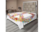 Abakuhaus Fantastico Lenzuolo, Simbolo Di Pace Floreale, Estate, Primavera, Fioritura, Amore, Felicità, Tema Illustrazioni Stampate, Lenzuolo Morbido E Confortevole Per Un Letto Decorativo, 1 Pezzo, 275 Cm X 260 Cm, Multicolore