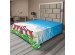 Abakuhaus Lenzuolo Da Letto Circus, Tenda Da Circo Itinerante Con Nuvole, Farfalle E Cielo Sereno Festival Happiness, Morbido E Confortevole Lenzuolo Superiore Per Un Letto Decorativo 1 Pezzo 266 Cm X 260 Cm, Verde Blu Rosso