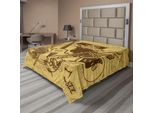 Abakuhaus Lenzuolo Musicale, Attrezzature Musicali Jazz Con Sfondo Vintage In Stile Retrò Con Stampa A Tema Musicale, Lenzuolo Morbido E Confortevole Per Un Letto Decorativo 1 Pezzo 266 Cm X 260 Cm, Crema Marrone