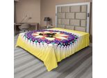 Abakuhaus Lenzuolo Da Yoga, Icona Cerchio Rotondo Per Yoga Posizione Del Loto Allenamento Mente Tranquilla Stampa, Lenzuolo Superiore Morbido E Confortevole Per Un Letto Decorativo 1 Pezzo 260 Cm X 228 Cm, Giallo Viola Nero