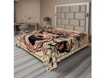 Abakuhaus Lenzuolo Hirsch, Illustrazione Artistica Moderna Con Teschi Di Lupi E Motivi Floreali Maestosi, Morbido E Confortevole Lenzuolo Superiore Per Un Letto Decorativo 1 Pezzo 275 Cm X 260 Cm, Nero Beige Rosa