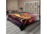 Abakuhaus Lenzuolo Gotico, Castello Immaginario Villaggio Su Un Tronco Acqua Paura Medievale Finzione Arte, Lenzuolo Morbido E Confortevole Per Un Letto Decorativo 1 Pezzo 266 Cm X 260 Cm, Crema Lilla