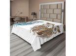 Abakuhaus Lenzuolo Con Gufo, Dreamcatcher-Art-Gufo Tribale - Caratteristiche Etniche Uccello Magico Lungimirante - Stampa Artistica, Morbido E Confortevole Lenzuolo Superiore Per Un Letto Decorativo 1 Pezzo 260 Cm X 228 Cm, Bianco Crema Verde Acqua