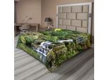 Abakuhaus Lenzuolo Da Giardino, Laghetto In Stile Asiatico Arboreto Alberi Arbusti Fogliame Rocce Paesaggio Acquatico Immagine, Lenzuolo Morbido E Confortevole Per Un Letto Decorativo 1 Pezzo 275 Cm X 260 Cm, Verde Bianco