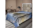 Abakuhaus Lenzuolo Da Letto Paesaggistico, Alberi Sul Lago Ghiacciato In Inverno Forze Sceniche Dell'arte Stampa, Lenzuolo Superiore Morbido E Confortevole Per Un Letto Decorativo 1 Pezzo 260 Cm X 168 Cm, Marrone Blu