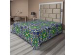 Abakuhaus Lenzuolo Orientale, Motivi Orientali Mosaico Decorativo Con Arte Tribale Damascata, Lenzuolo Morbido E Confortevole Per Un Letto Decorativo 1 Pezzo 260 Cm X 228 Cm, Giallo Verde Verde Acqua