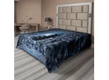 Abakuhaus Lenzuolo Gotico, Caverna Buia Con Luna Piena Di Notte, Stampa Horror Medievale In Stile Gotico, Lenzuolo Morbido E Confortevole Per Un Letto Decorativo, 1 Pezzo, 260 Cm X 228 Cm, Blu Grigio