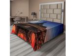 Abakuhaus Lenzuolo Torre Eiffel, Luna Piena Night Dusk Stile Digitale Minimal Bandiera Francese Torre Eiffel Digitale, Morbido E Confortevole Lenzuolo Superiore Per Un Letto Decorativo 1 Pezzo 275 Cm X 260 Cm, Blu Navy Rosso