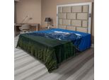 Abakuhaus Lenzuolo Da Letto Montagna, Cime Innevate Con Cielo Limpido E Alberi Variopinti Parco Nazionale, Lenzuolo Morbido E Confortevole Per Un Letto Decorativo 1 Pezzo 275 Cm X 260 Cm, Verde Bianco Blu