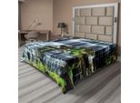 Abakuhaus Lenzuolo Foresta Pluviale, Cascata Nel Mezzo Della Giungla Tropicale Paesaggio Naturale, Lenzuolo Morbido E Confortevole Per Un Letto Decorativo 1 Pezzo 260 Cm X 228 Cm, Verde Bianco
