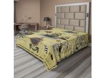 Abakuhaus Lenzuolo Con Bussola, Antico Disegno Discovery Pirate Wave Bussola Navigazione Tema Geografico, Morbido E Confortevole Lenzuolo Superiore Per Un Letto Decorativo 1 Pezzo 260 Cm X 228 Cm, Beige Rosso Grigio