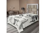 Abakuhaus Lenzuolo Jazz Music, Collezione Di Strumenti Musicali Sketch Style Art Con Tromba, Pianoforte E Chitarra, Lenzuolo Morbido E Confortevole Per Un Letto Decorativo 1 Pezzo 190 Cm X 100 Cm, Nero Beige