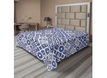 Abakuhaus Lenzuolo Marocchino, Mix Ispirato Alle Piastrelle Marocchine In Tonalità Moderne Con Stampa Grafica, Lenzuolo Morbido E Confortevole Per Un Letto Decorativo 1 Pezzo 260 Cm X 228 Cm, Grigio Blu