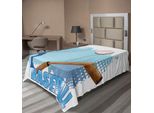 Abakuhaus Lenzuolo Da Baseball, Silhouette Di Un Giocatore Di Baseball Con Le Icone Del Gioco, Stampa A Tema Sportivo, Lenzuolo Morbido E Confortevole Per Un Letto Decorativo 1 Pezzo 190 Cm X 100 Cm, Blu E Bianco