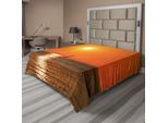 Abakuhaus Lenzuolo Nautico, Piccolo Yacht A Vela Sul Lago Michigan Al Tramonto, Cultura Lacustre, Lenzuolo Morbido E Confortevole Per Un Letto Decorativo, 1 Pezzo, 244 Cm X 205 Cm, Arancione