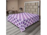 Abakuhaus Lenzuolo Viola, Stile Retrò, Innovativo Motivo Quadrato Astratto, Stampa Grafica Dal Design Moderno, Lenzuolo Morbido E Confortevole Per Un Letto Decorativo, 1 Pezzo, 244 Cm X 205 Cm, Viola E Bianco