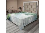 Abakuhaus Lenzuolo Foresta Pluviale, Raggi Di Sole, Alberi, Paesaggio Idilliaco, Tema Giungla Solitaria, Lenzuolo Morbido E Confortevole Per Un Letto Decorativo, 1 Pezzo, 266 Cm X 260 Cm, Verde E Bianco.