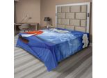 Abakuhaus Lenzuolo Nautico, Con Sole E Nuvole Nella Nebbia, Motivi Ondulati, Morbido E Confortevole Lenzuolo Superiore Per Un Letto Decorativo, 1 Pezzo, 260 Cm X 228 Cm, Blu, Arancione, Bianco