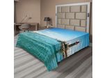 Abakuhaus Lenzuolo Con Faro, Giorno Sulla Spiaggia Barche A Vela Faro Altalene Mare Limpido Nuvole Isola, Morbido E Confortevole Lenzuolo Superiore Per Un Letto Decorativo 1 Pezzo 260 Cm X 228 Cm, Multicolore