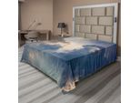 Abakuhaus Lenzuolo Wolken, Majestic Rain Storm Nuvole Nel Cielo Sopra Il Terreno Paesaggio Ambientale, Morbido E Confortevole Lenzuolo Superiore Per Un Letto Decorativo 1 Pezzo 266 Cm X 260 Cm, Blu Bianco