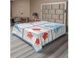 Abakuhaus Lenzuolo Seagulls, Gabbiano, Faro, Salvagente E Barca A Vela, Sfondo In Legno, Lenzuolo Morbido E Confortevole Per Un Letto Decorativo, 1 Pezzo, 275 Cm X 260 Cm, Multicolore