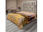 Abakuhaus Lenzuolo Con Paesaggio, Città Vecchia Di Praga, Repubblica Ceca, Con Edifici Medievali Classici, Morbido E Confortevole Lenzuolo Superiore Per Un Letto Decorativo, 1 Pezzo, 260 Cm X 228 Cm, Giallo Marrone