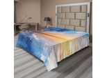 Abakuhaus Lenzuolo Naturale, Sfondo Cielo Da Sogno Con Nuvole Sul Retro, Concetto Di Tranquillità Estiva, Lenzuolo Morbido E Confortevole Per Un Letto Decorativo, 1 Pezzo, 260 Cm X 228 Cm, Arancione E Blu