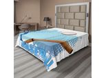 Abakuhaus Lenzuolo Da Baseball, Silhouette Di Un Giocatore Di Baseball Con Icone Di Gioco, Stampa A Tema Sportivo, Lenzuolo Morbido E Confortevole Per Un Letto Decorativo 1 Pezzo 244 Cm X 205 Cm, Blu E Bianco
