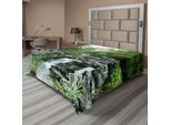 Abakuhaus Lenzuolo Giapponese, Asian Yard Little Lake Tra Gli Alberi Pietre I Stagione Autunnale Natura Selvaggia Naturale, Morbido E Confortevole Lenzuolo Superiore Per Un Letto Decorativo 1 Pezzo 260 Cm X 228 Cm, Verde Bianco