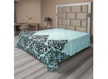Abakuhaus Lenzuolo In Damasco, Motivo Damascato Moderno, Linee Artistiche, Colori Regali, Motivo Floreale Audace, Lenzuolo Morbido E Confortevole Per Un Letto Decorativo, 1 Pezzo, 244 Cm X 205 Cm, Blu Nero