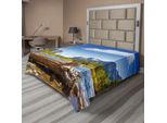 Abakuhaus Yosemite Lenzuolo, Yosemite Merced El Capitan Half Dome Nel Parco Nazionale Della California Waterscape, Morbido E Confortevole Lenzuolo Superiore Per Un Letto Decorativo 1 Pezzo 260 Cm X 228 Cm, Verde Blu